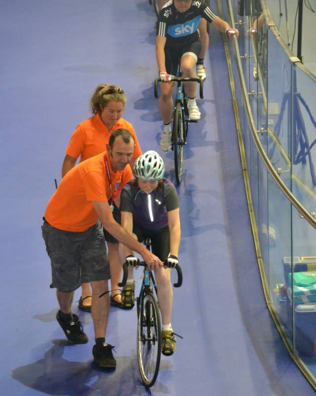 Emma Watson on her bike at Derby Arena