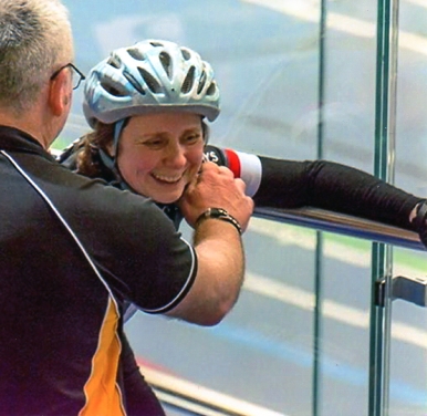 Emma Watson on her bike at Derby Arena