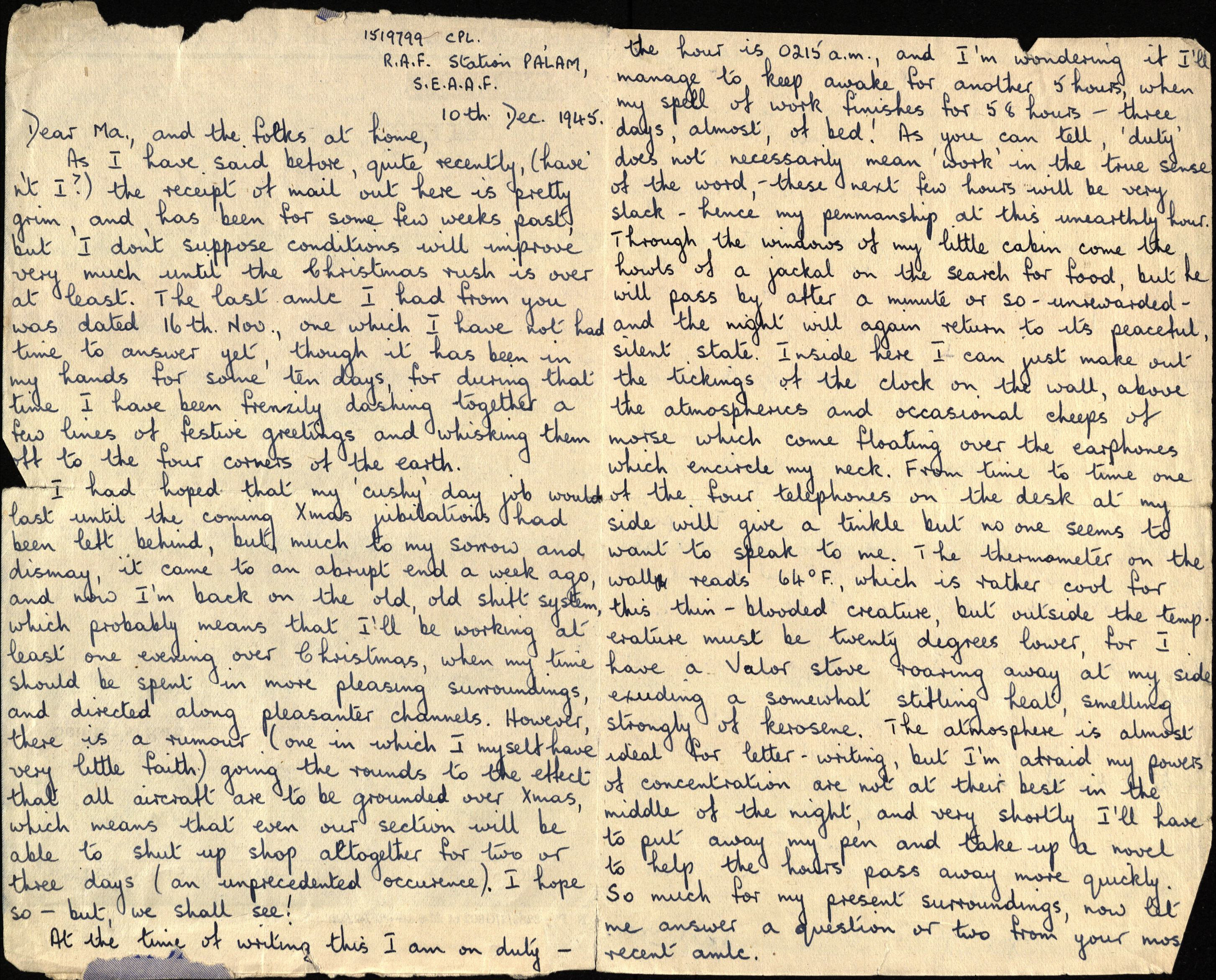 WWII letter page 1