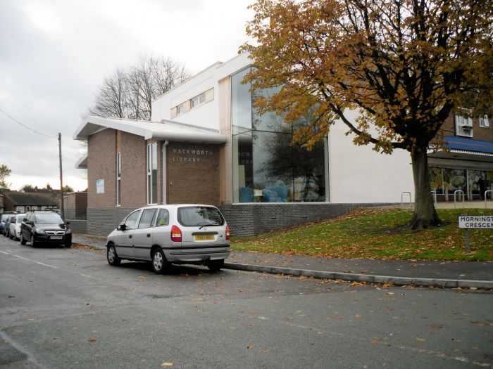 outside on road Mackworth library 