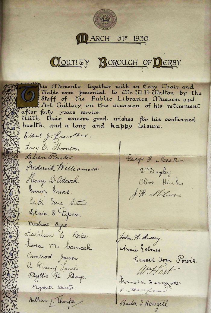 1930 document county borough of Derby with all signatures