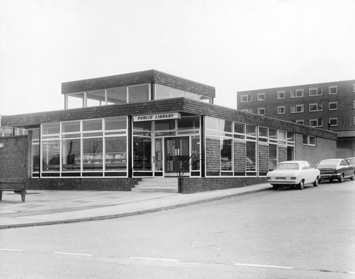 outside public library front door