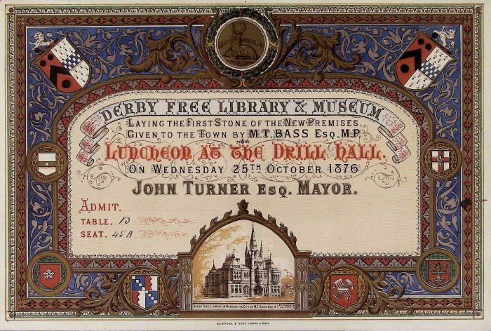 certificate of laying of the first stone for new central library and museum by MP Thomas Michael Bass.