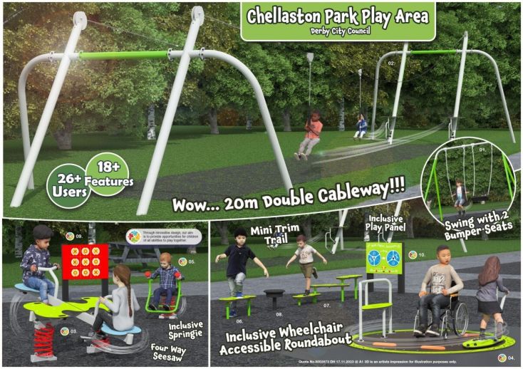 Design B – Visual 3D plan of Chellaston Park Play Area