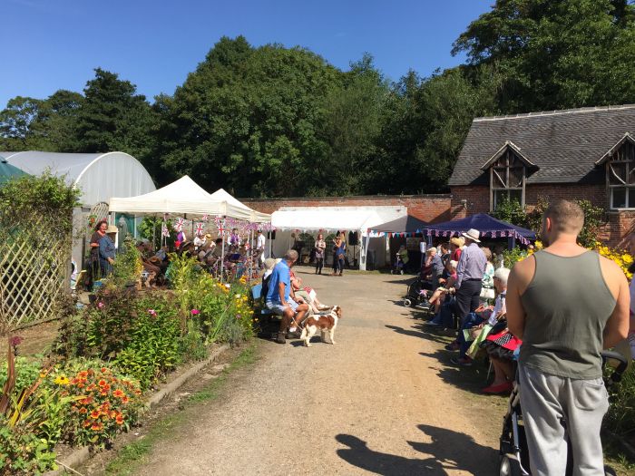 flower stalls in walled garden