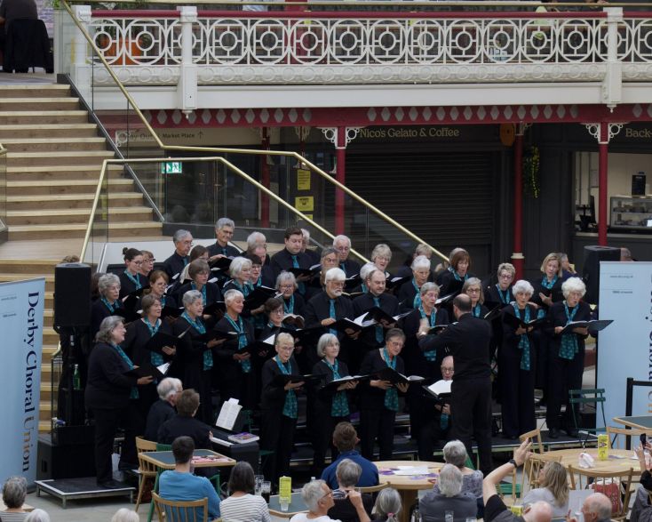 Derby Choral Union performing at Derby Market Hall